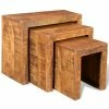VidaXL Table gigogne 3 pcs Bois massif de manguier