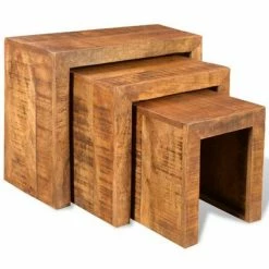 VidaXL Table gigogne 3 pcs Bois massif de manguier