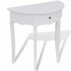 VidaXL Table console avec tiroir Demi-ronde Blanc
