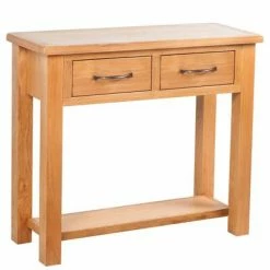 VidaXL Table console avec 2 tiroirs 83x30x73 cm Bois de chêne massif