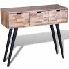 VidaXL Table console avec 3 tiroirs Bois de teck recyclé