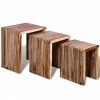 VidaXL Table gigogne 3 pcs Teck recyclé