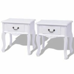 VidaXL Table de chevet 2 pcs MDF Blanc