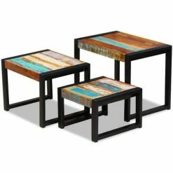 VidaXL Tables gigognes 3 pcs Bois de récupération massif