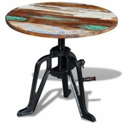VidaXL Table auxiliaire Bois de récupération massif Fonte 60x(42-63)cm