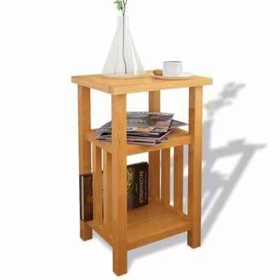 VidaXL Table d'appoint avec étagère à revues Chêne massif 27x35x55 cm 2 VidaXL Table d'appoint avec étagère à revues Chêne massif 27x35x55 cm – Image 2