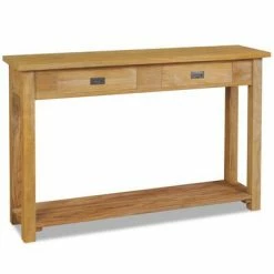 VidaXL Table console Teck massif 120 x 30 x 80 cm