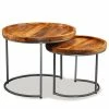 VidaXL Ensemble de tables d'appoint 2 pcs Bois de manguier massif