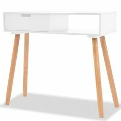 VidaXL Table console Bois de pin massif 80 x 30 x 72 cm Blanc