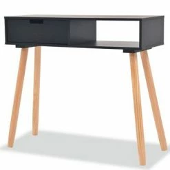 VidaXL Table console Bois de pin massif 80 x 30 x 72 cm Noir