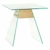 VidaXL Table d'appoint MDF et verre 45 x 45 x 45 cm Couleur de chêne