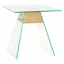 VidaXL Table d'appoint MDF et verre 45 x 45 x 45 cm Couleur de chêne
