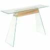 VidaXL Table Console MDF et verre 120 x 30 x 76 cm Couleur de chêne