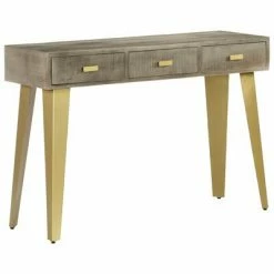 VidaXL Table console Bois de manguier Gris avec laiton 110x35x76 cm