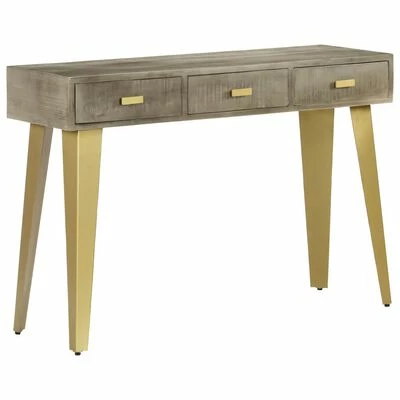 VidaXL Table console Bois de manguier Gris avec laiton 110x35x76 cm 1 VidaXL Table console Bois de manguier Gris avec laiton 110x35x76 cm