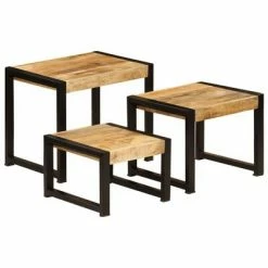 VidaXL Tables gigognes 3 pcs Bois solide de manguier