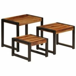VidaXL Tables gigognes 3 pcs Bois solide de Sesham