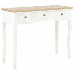 VidaXL Table de console et coiffeuse avec 3 tiroirs Blanc
