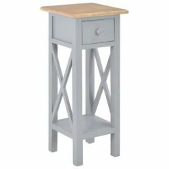 280058 vidaXL Side Table Grey 27x27x65,5 cm Wood