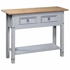 VidaXL Table console Gamme Corona Pin mexicain Gris 90x34,5x73 cm