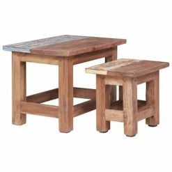 VidaXL Tables gigognes 2 pcs Bois de récupération massif