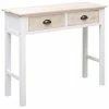 VidaXL Table console Blanc et naturel 90 x 30 x 77 cm Bois