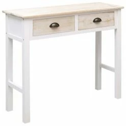 VidaXL Table console Blanc et naturel 90 x 30 x 77 cm Bois