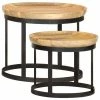 VidaXL Tables d'appoint rondes 2 pcs Bois de manguier solide et acier