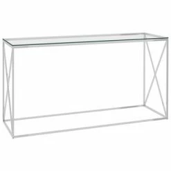VidaXL Table d'appoint Argenté 140x40x78 cm Acier inoxydable et verre