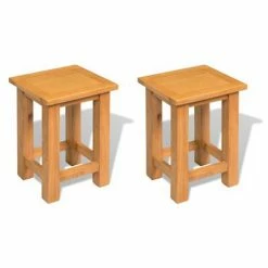 VidaXL Tables d'appoint 2 pcs 27 x 24 x 37 cm Bois de chêne massif