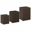 VidaXL Tables d'appoint 3 pcs et dessus en verre Marron Résine tressée