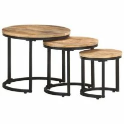 VidaXL Tables d'appoint 3 pcs Bois de manguier brut