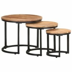 VidaXL Tables d'appoint 3 pcs Bois d'acacia solide