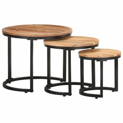 VidaXL Tables d'appoint 3 pcs Bois d'acacia solide 1 VidaXL Tables d'appoint 3 pcs Bois d'acacia solide