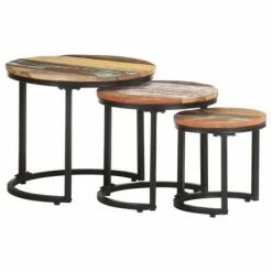 VidaXL Tables d'appoint 3 pcs Bois de récupération massif