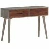 VidaXL Table console Gris 110x35x75 cm Bois de manguier massif brut