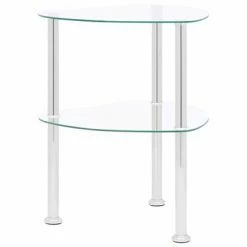 VidaXL Table d'appoint 2 niveaux Transparent 38x38x50 cm Verre trempé