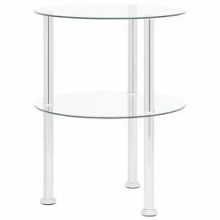 VidaXL Table d'appoint 2 niveaux Transparent 38 cm Verre trempé