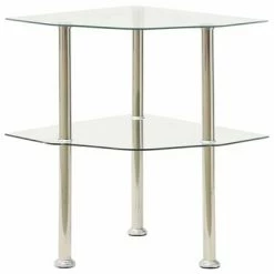 VidaXL Table d'appoint 2 niveaux Transparent 38x38x50 cm Verre trempé