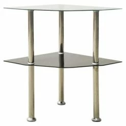 VidaXL Table 2 niveaux Transparent et noir 38x38x50 cm Verre trempé