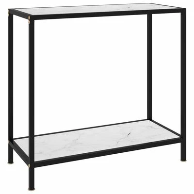 VidaXL Table console Blanc 80x35x75 cm Verre trempé 1 VidaXL Table console Blanc 80x35x75 cm Verre trempé
