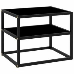 322852 vidaXL Console Table Black 50x40x40 cm Tempered Glass