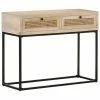 VidaXL Table console 100x35x76 cm Bois de manguier et canne naturelle