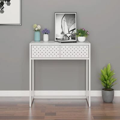 VidaXL Table console Blanc 72x35x75 cm Acier 2 VidaXL Table console Blanc 72x35x75 cm Acier – Image 2