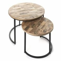 Rousseau Ensemble de tables d'appoint 2 pcs Linus Bois de Mangolia