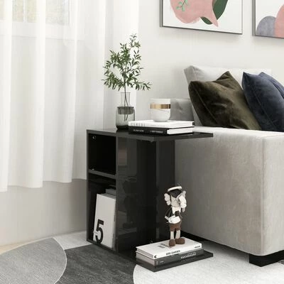 VidaXL Table d'appoint Noir brillant 50x30x50 cm Aggloméré 2 VidaXL Table d'appoint Noir brillant 50x30x50 cm Aggloméré – Image 2