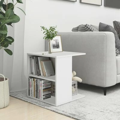 VidaXL Table d'appoint Blanc 45x45x48 cm Aggloméré 2 VidaXL Table d'appoint Blanc 45x45x48 cm Aggloméré – Image 2