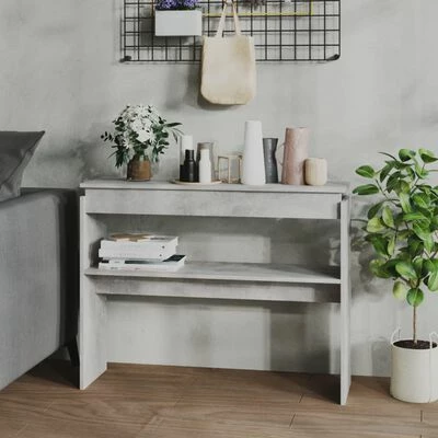 VidaXL Table console Gris béton 102x30x80 cm Aggloméré 2 VidaXL Table console Gris béton 102x30x80 cm Aggloméré – Image 2