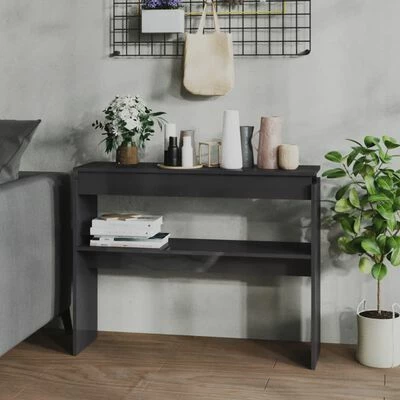 VidaXL Table console Gris brillant 102x30x80 cm Aggloméré 2 VidaXL Table console Gris brillant 102x30x80 cm Aggloméré – Image 2