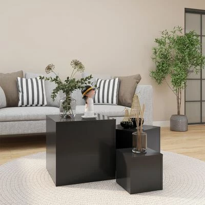 VidaXL Tables d'appoint 3 pcs Gris Aggloméré 2 VidaXL Tables d'appoint 3 pcs Gris Aggloméré – Image 2